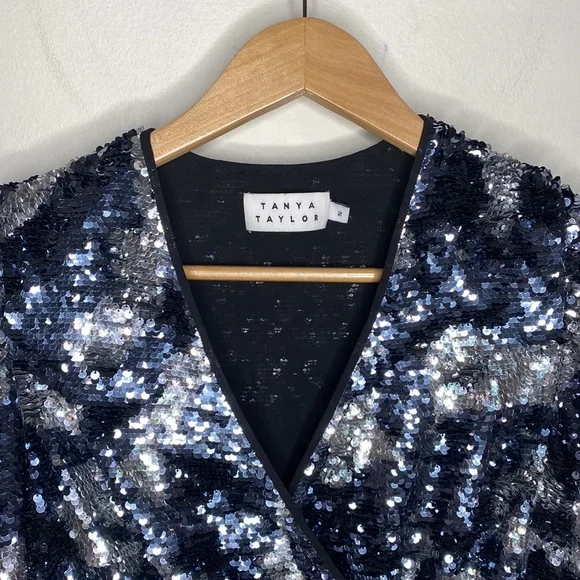 Tanya Taylor Zoey Sequin Camo Wrap Dress size 2